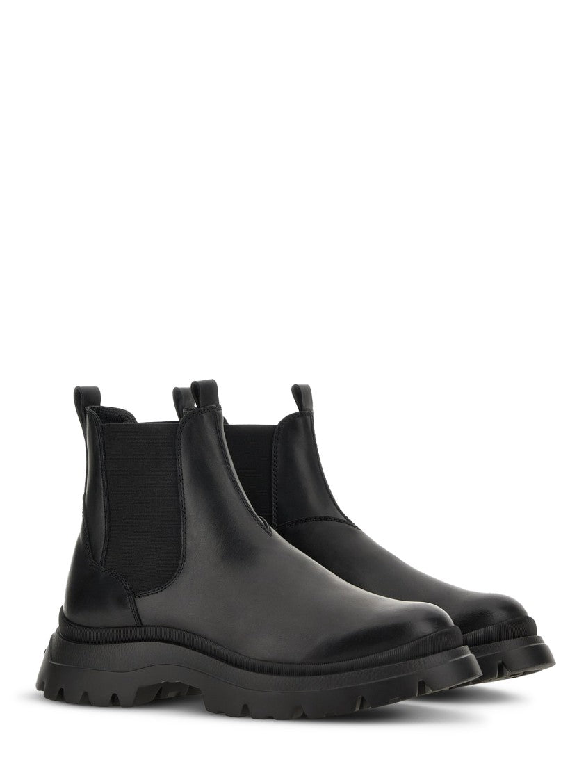 Hogan Black Leather Boots