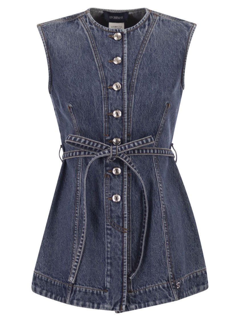 Sportmax Spddominio - Denim Sleeveless Top