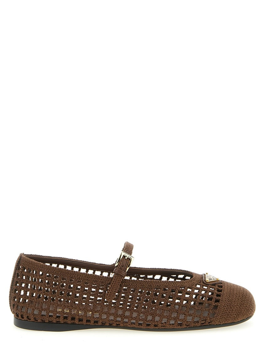 Prada Crochet Cotton Ballet Flats