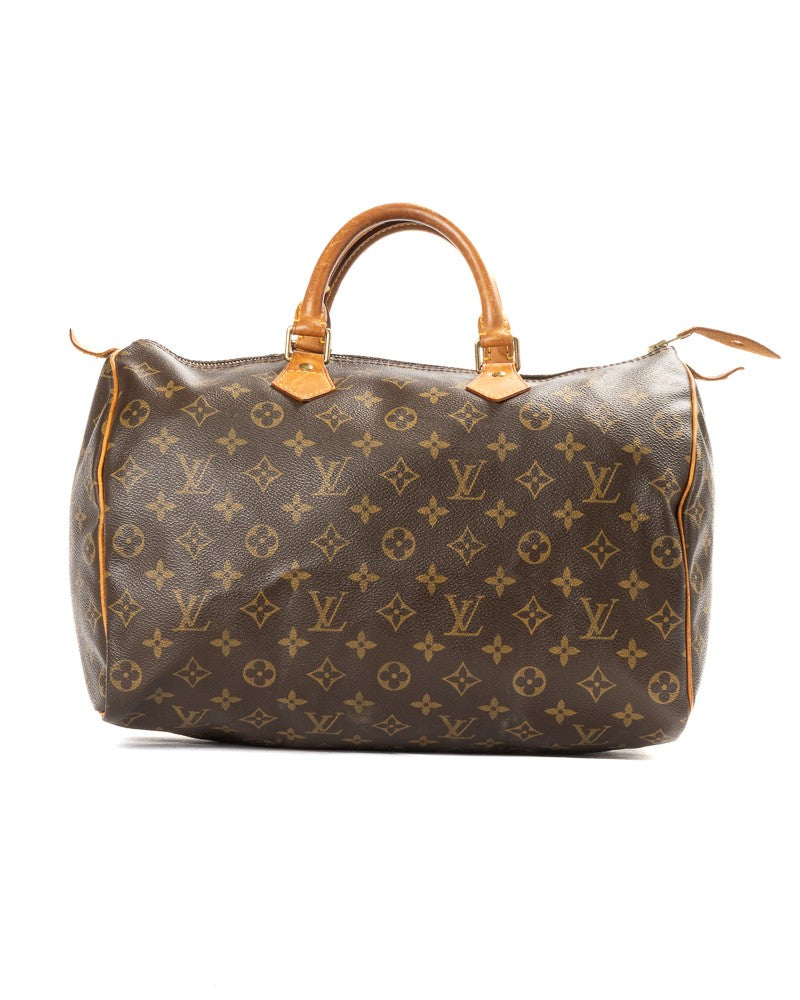 Louis Vuitton Speedy 35 Monogram Handbag With Vachetta Leather Trim