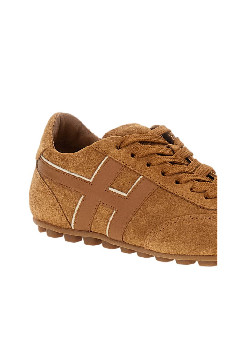 Hogan Beige Runner H693 Suede Leather Sneakers