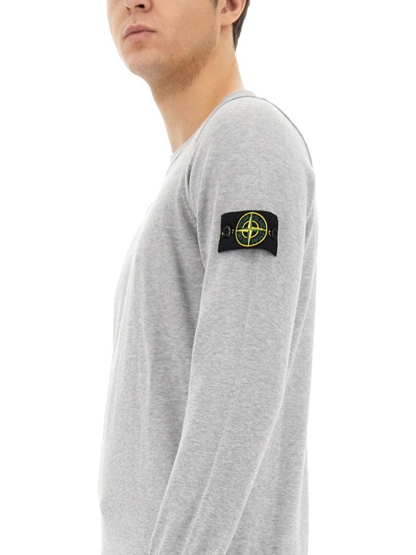 Stone Island Grey Jersey With Subtle Logo Patch