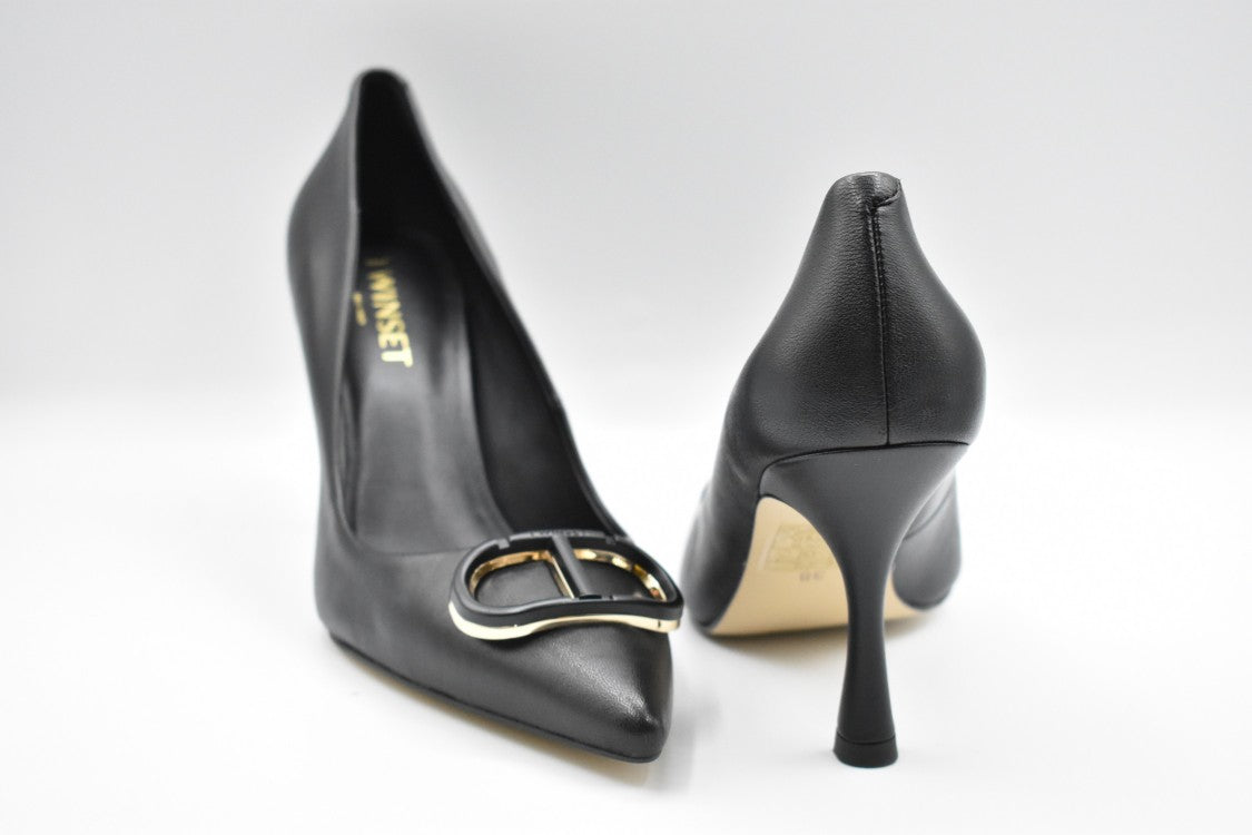 Twin-Set Pointed Toe Pumps With Buckle Accent