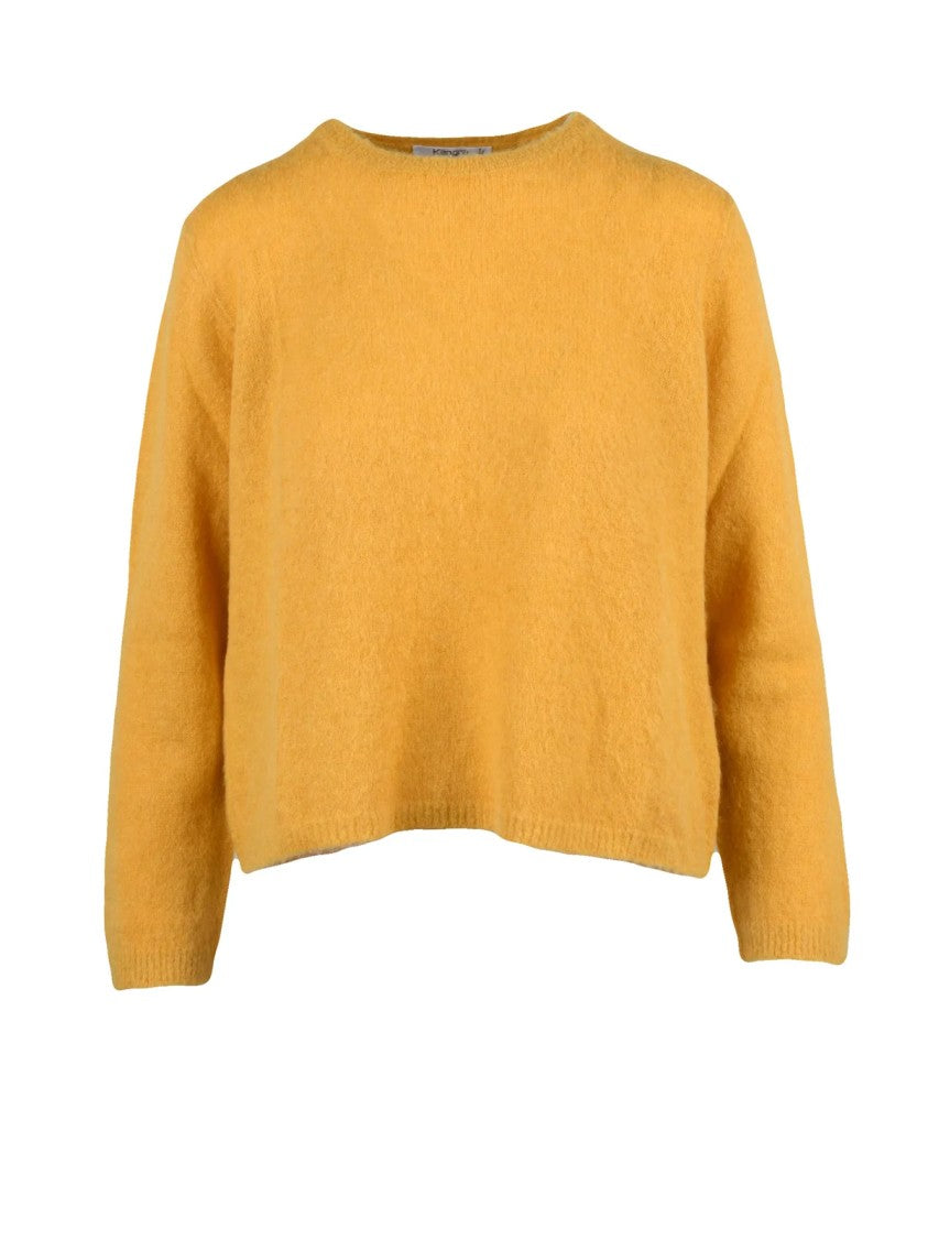 Kangra Plush Yellow Crewneck Sweater With Cropped Fit