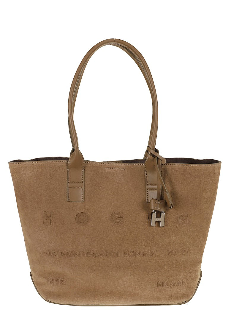 Hogan Address Small Suede Tote Bag