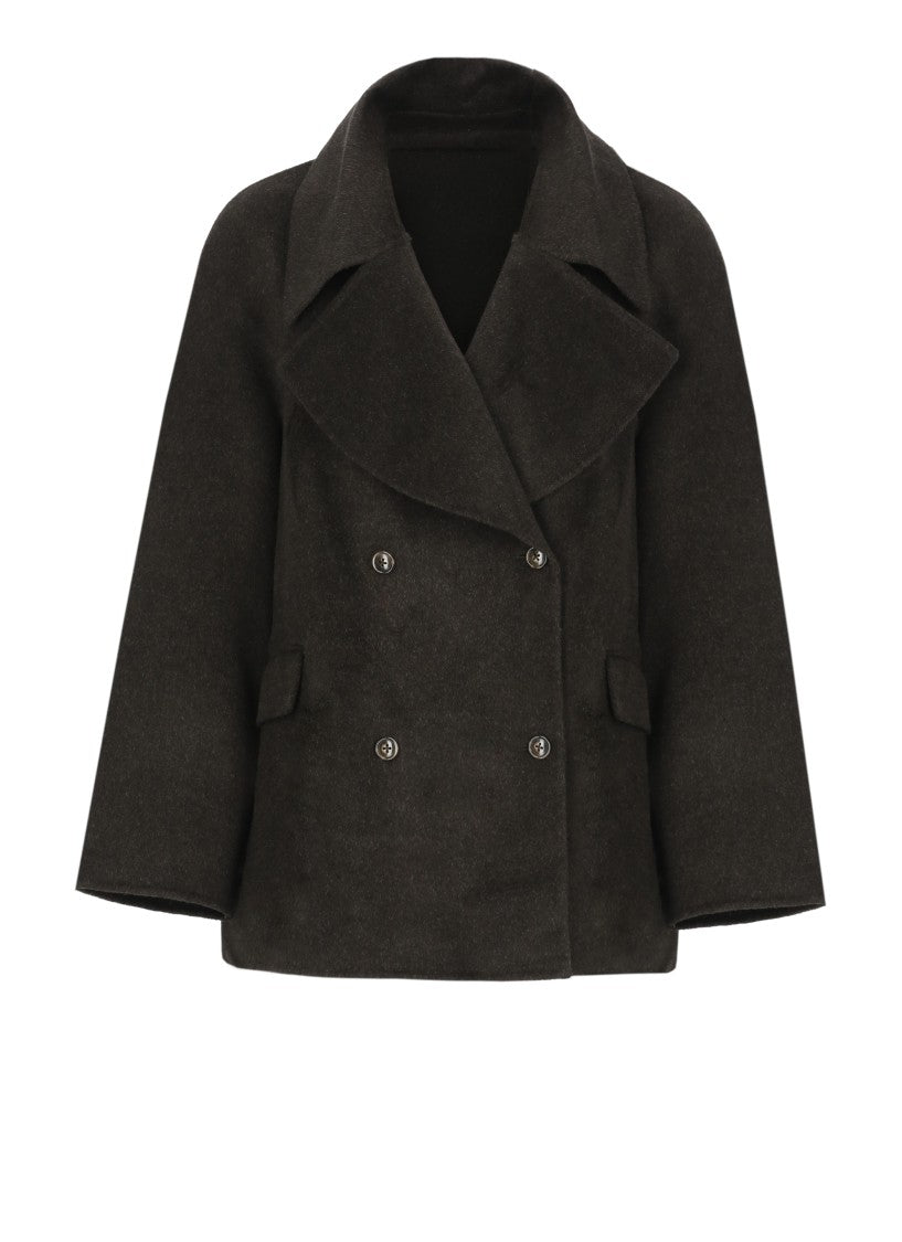 Loulou De Saison Brown Wide Lapels Double-Breasted Wool-Cashmere Jacket