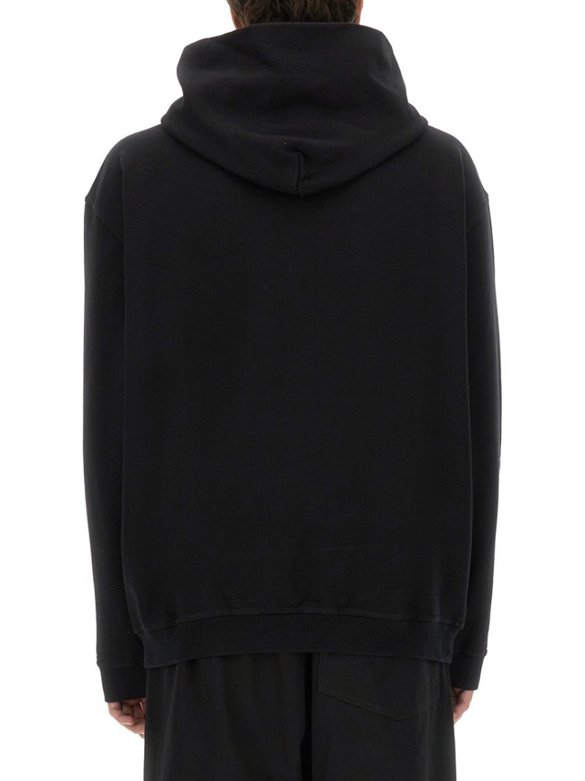 Maison Margiela Black Hoodie With Inverted Logo