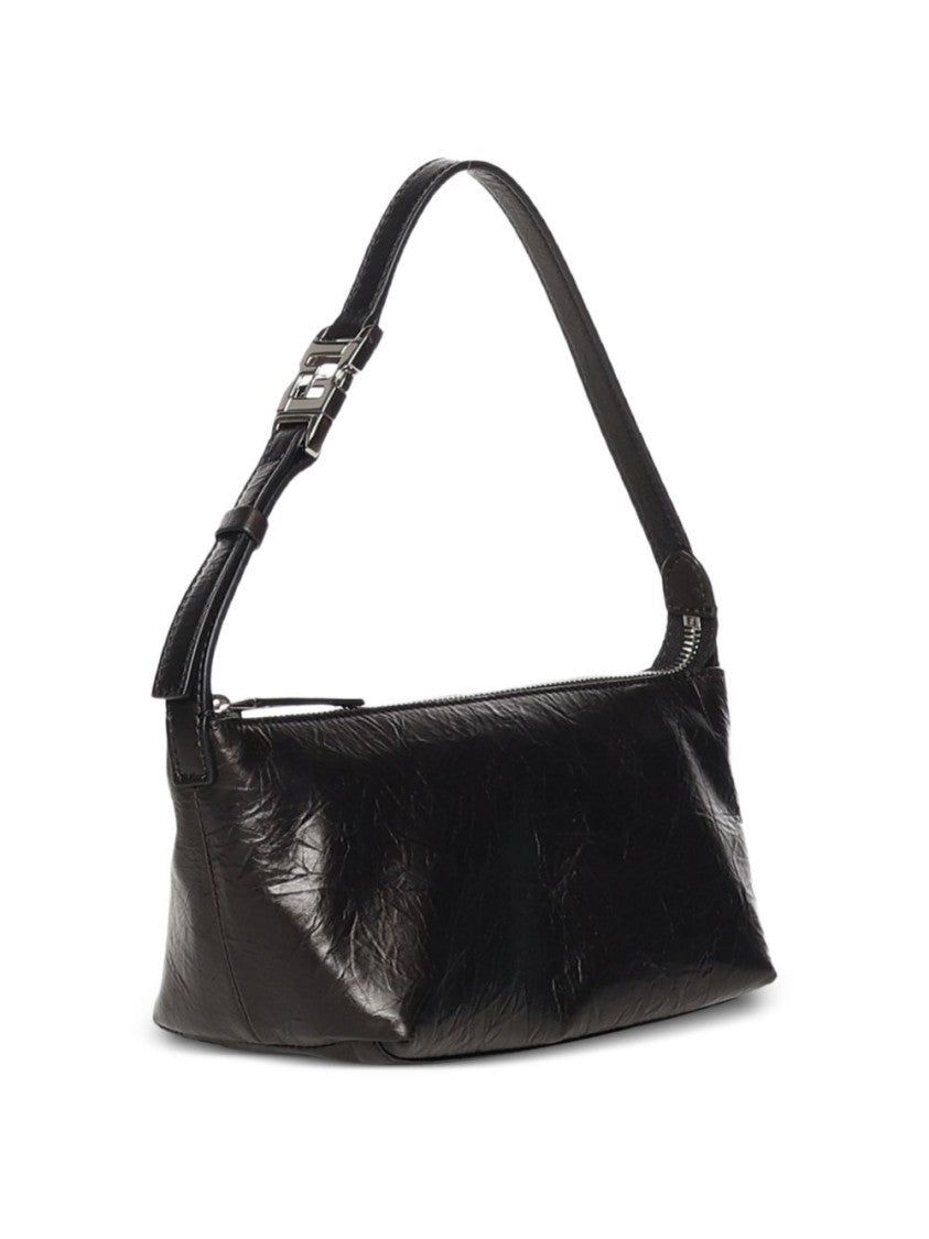 Fendi Textured Leather Metallic Buckle Handbag
