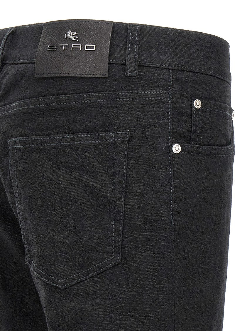 Etro Jacquard Denim Jeans With Functional Pocket Design