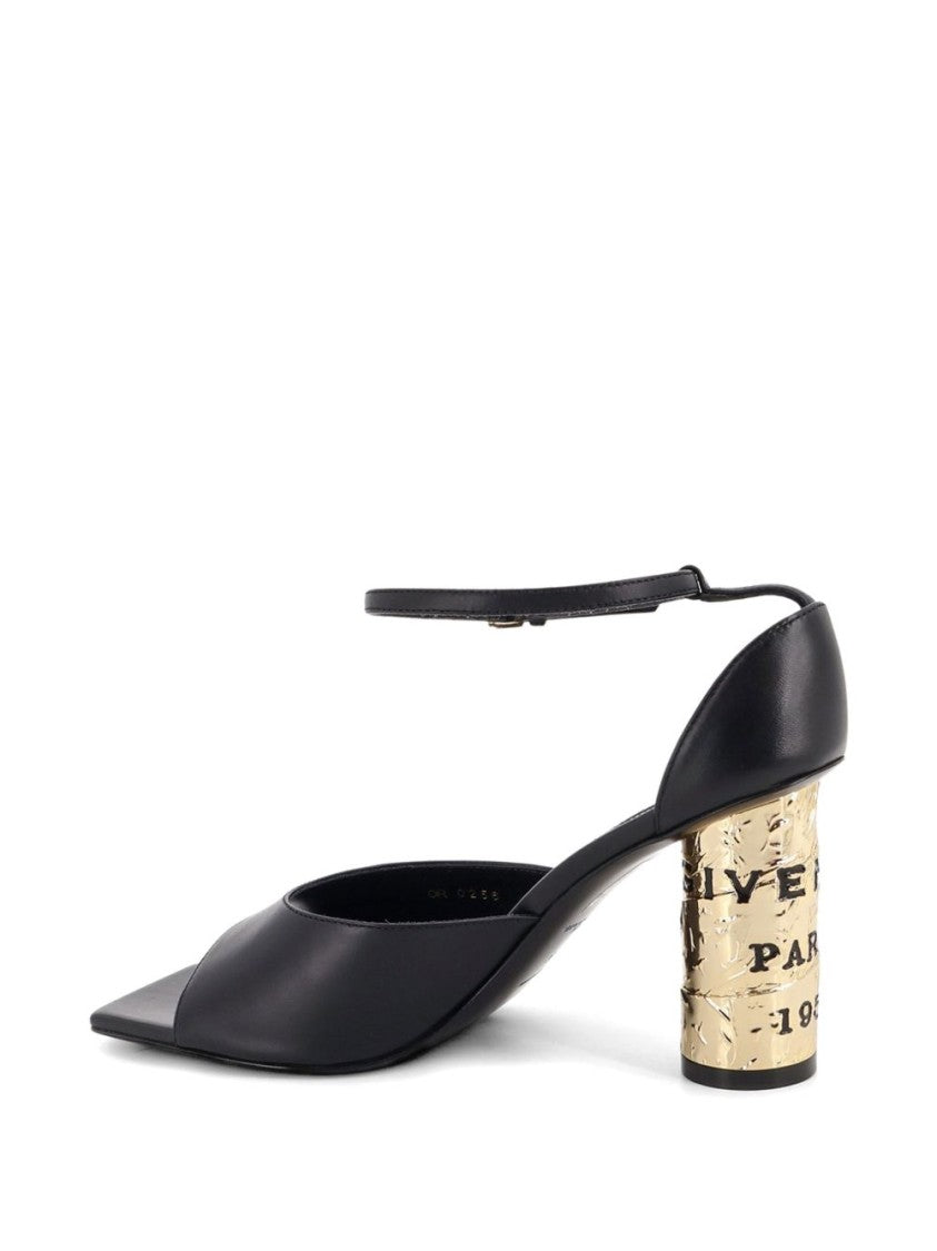 Givenchy Square Open-Toe Sandals With Metallic Gold Block Heel