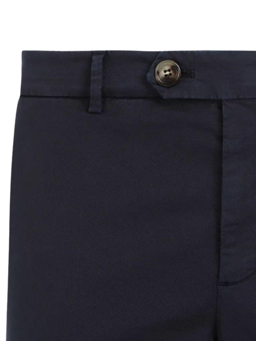 Brunello Cucinelli Blue Buttoned Pockets Cotton Formal Pants