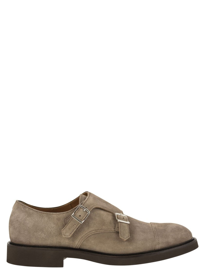 Doucal's Double Suede Buckle Shoes With Tone-On-Tone Stitching