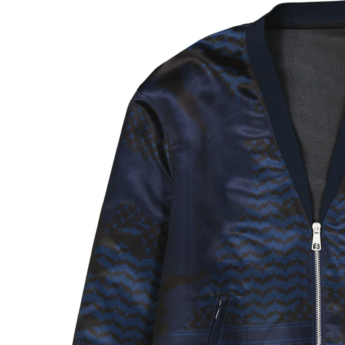 Neil Barrett Blue Bomber Jacket With Ribbed Cuffs
