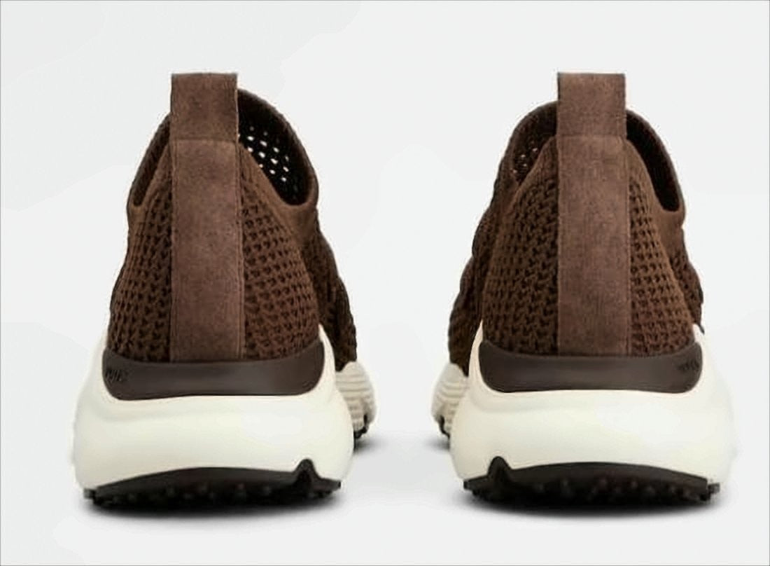 Tod's Sporty Brown Knitted Sneakers With Rubber Sole