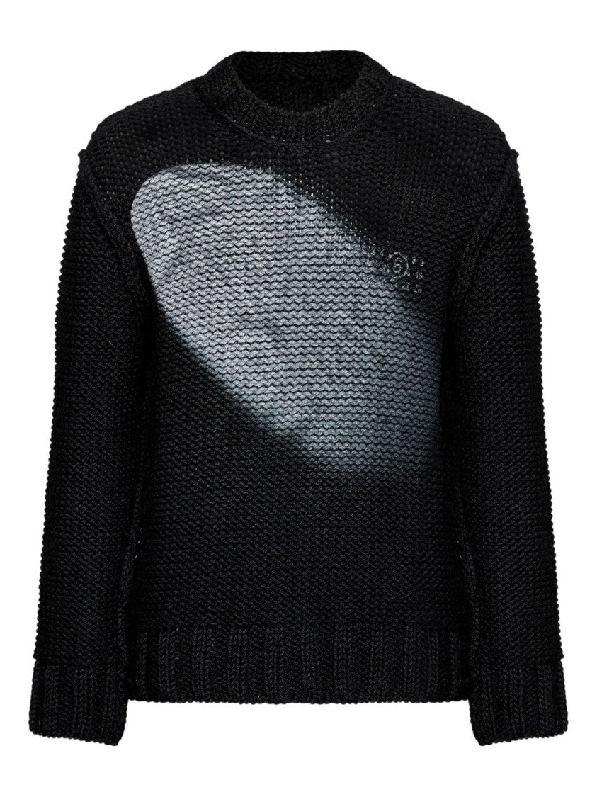 Mm6 By Maison Margiela Knit Wool Crewneck Sweater With Graphic Detail