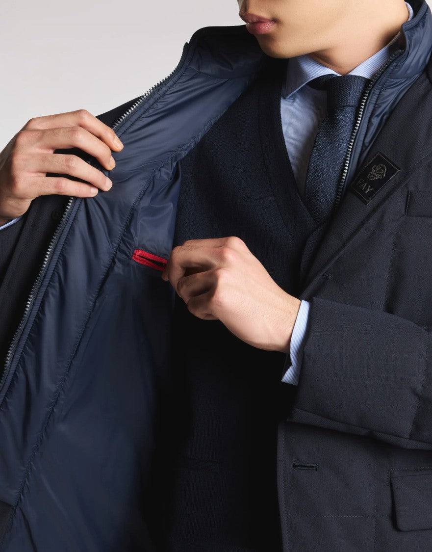 Fay Quilted Navy Down Jacket With Tailored Fit