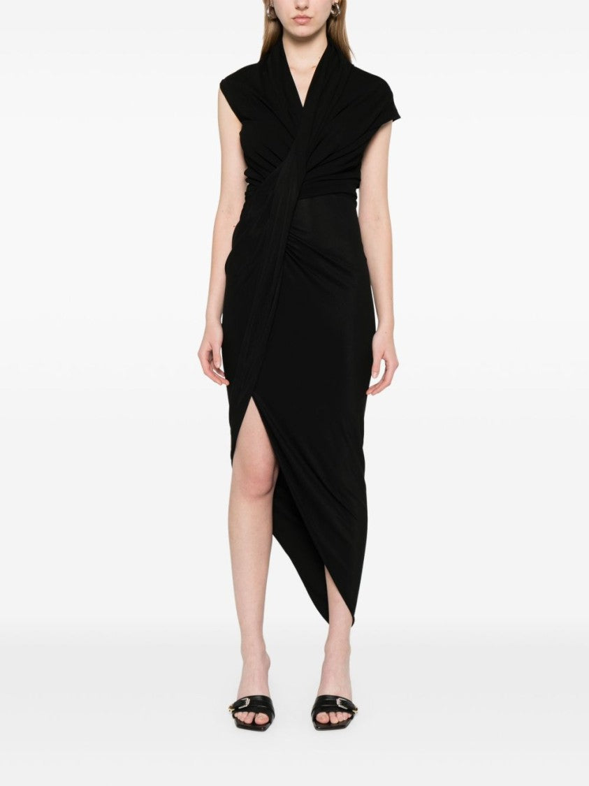 Balenciaga Draped Dress With Crossed V-Neckline