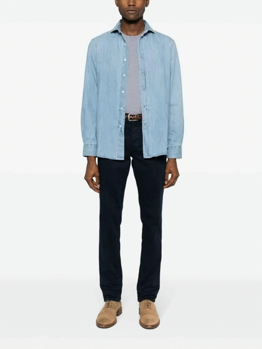 Brunello Cucinelli Lightweight Denim Shirt With French Collar