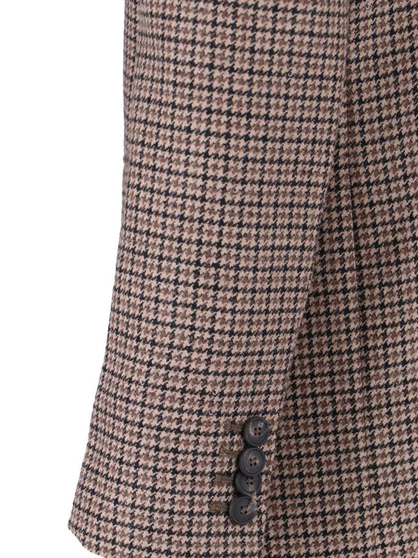 Tagliatore Brown Striped Bertha Blazer With Classic Lapel