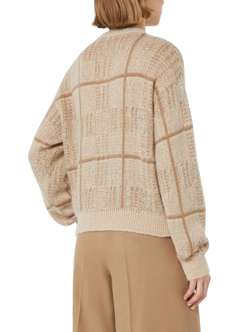 Max Mara Checkered Textured Knit Sweater