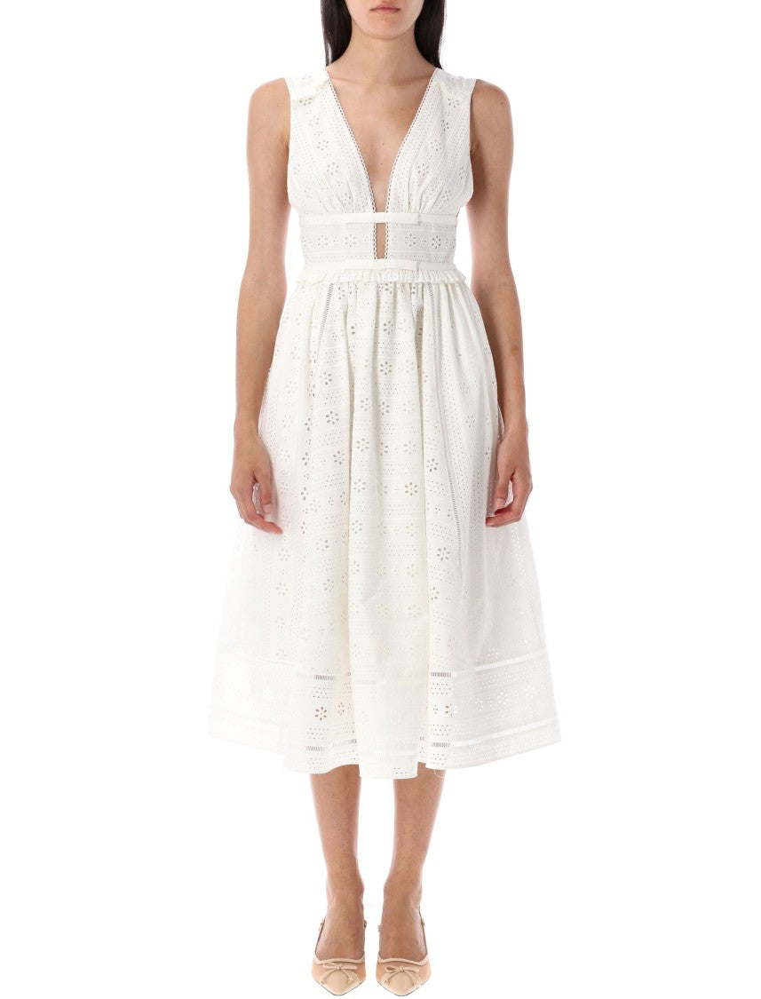 Self-Portrait Broderie Midi Dress