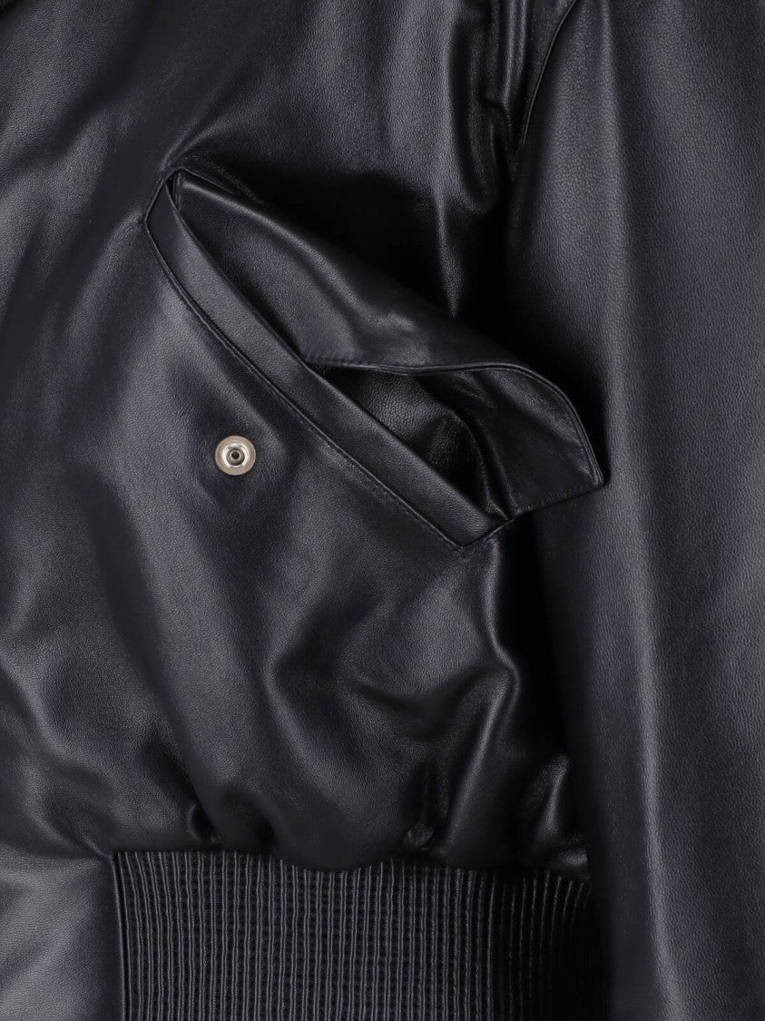 Givenchy Black Lamb Nappa Leather Zip Bomber Jacket