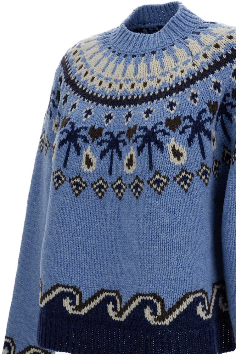 Alanui Light Blue Sweet Winter Nordic Sweater