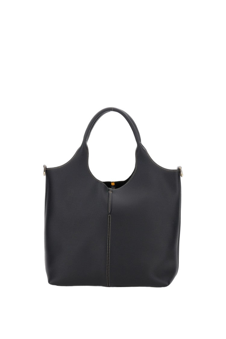 Tod's Calfskin Leather Bag With Removable Shoulder Strap And Engraved Details