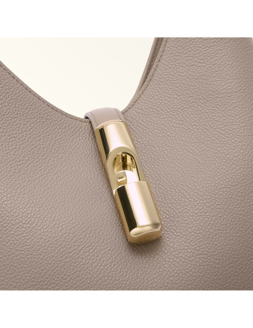 Furla Structured Hobo Bag In Smooth Linen Calfskin Leather