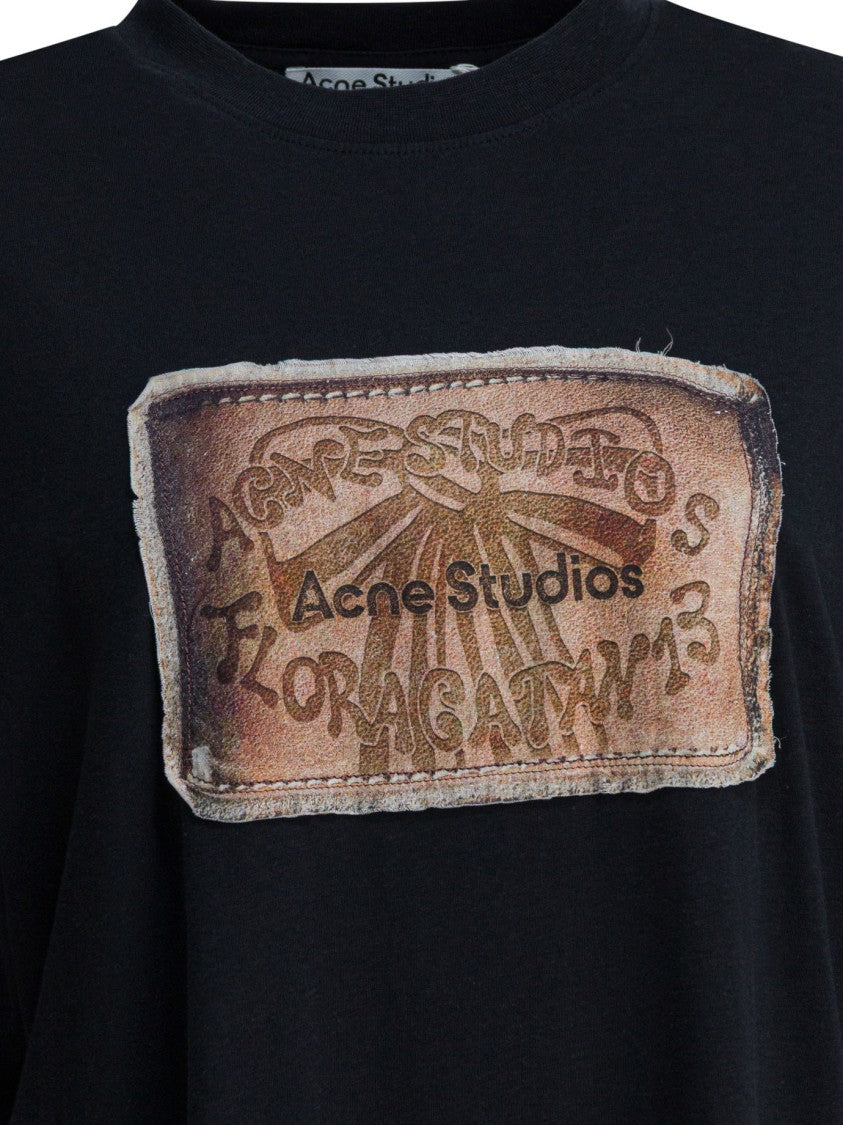Acne Studios Relaxed Fit Black T-Shirt With Vintage Graphic Patch