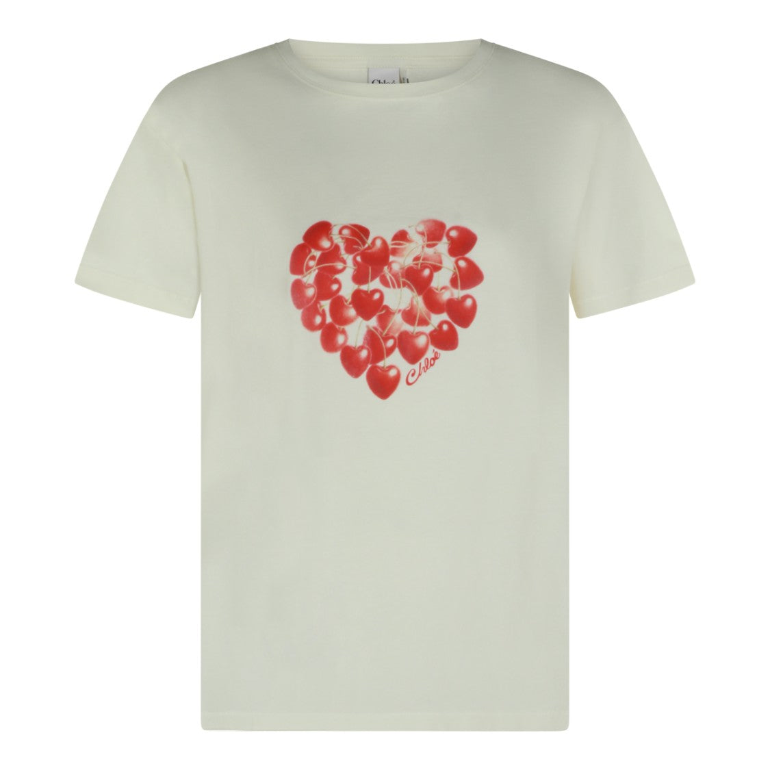 Chloé White Cotton T-Shirt With Heart-Shaped Print