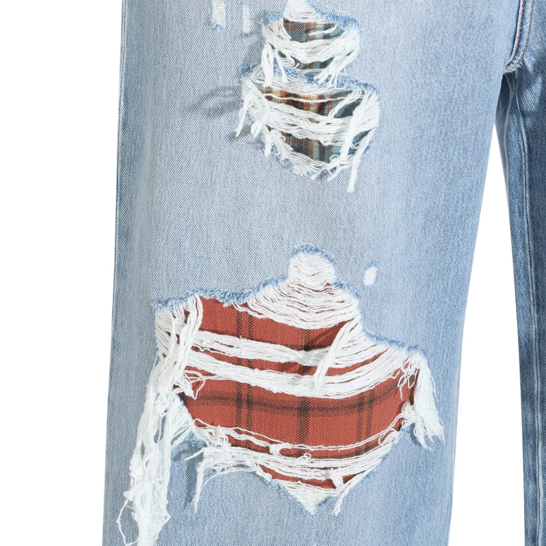 Amiri Light Blue Wide-Leg Jeans With Distressed Details