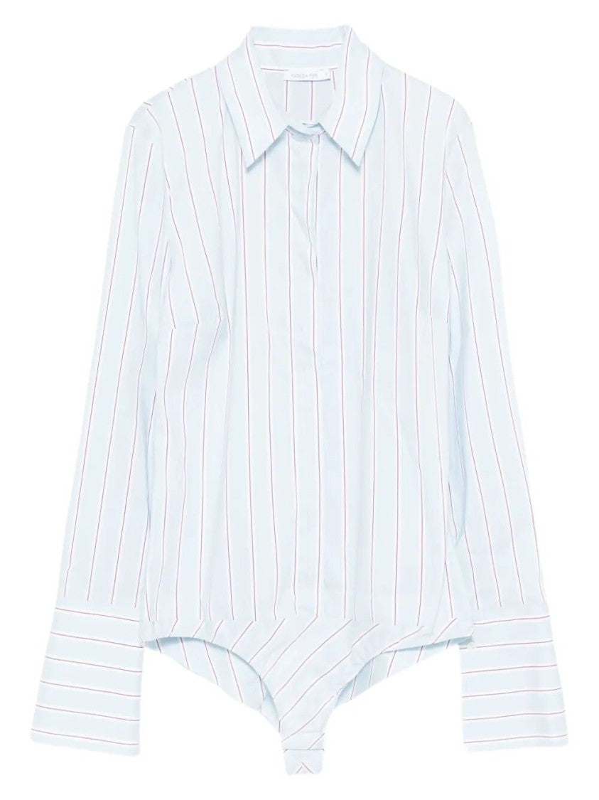 Patrizia Pepe Light Blue Striped Button-Down Body Shirt