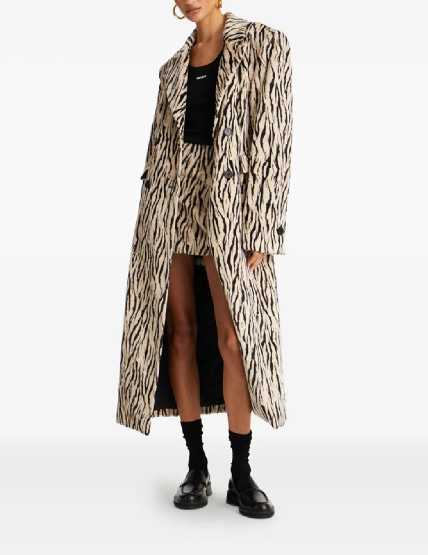 Rotate Printed Faux Fur Coat