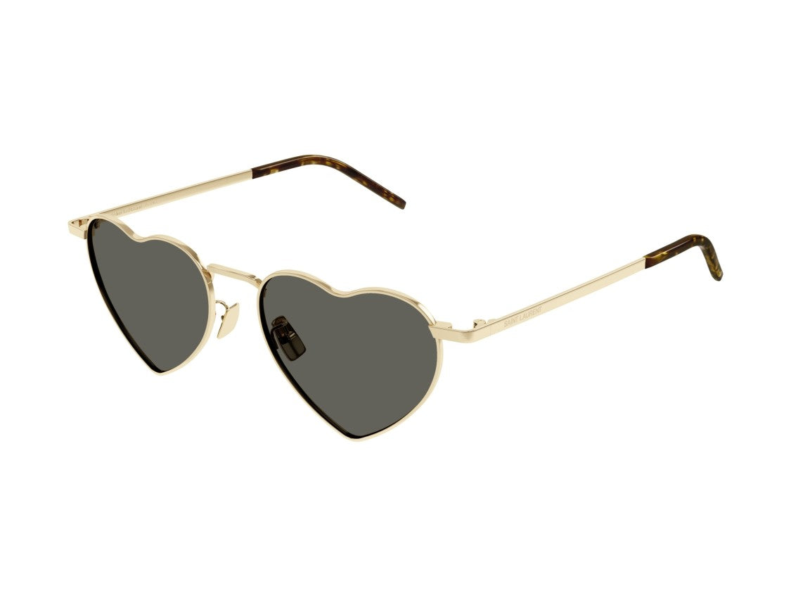 Saint Laurent Gold Sl 301 Loulou Tortoiseshell Heart-Shaped Sunglasses