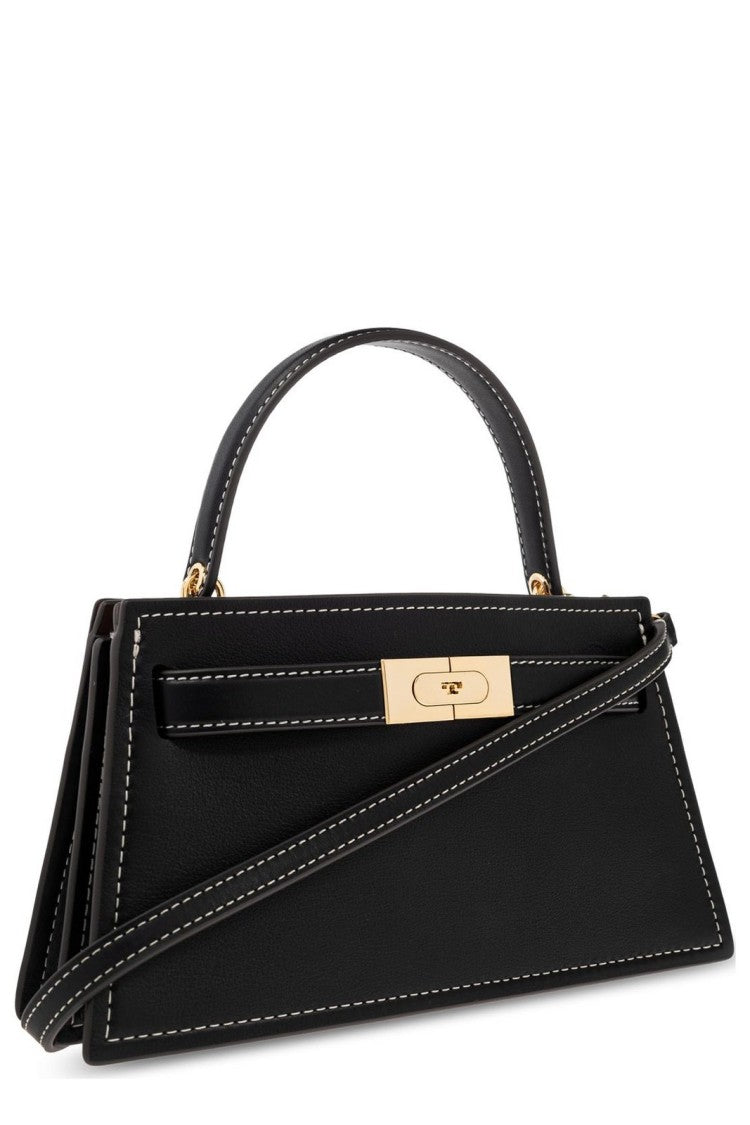 Tory Burch Petite Black Leather Bag With Stitching