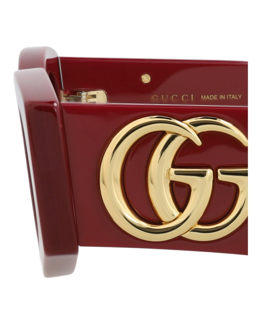 Gucci Square-Frame Sunglasses In Recycled Acetate With Gold Accents