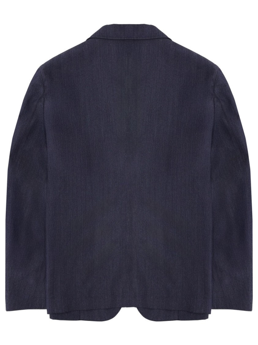 Giorgio Armani Neutrals Tailored Notch Lapels Wool Blazer