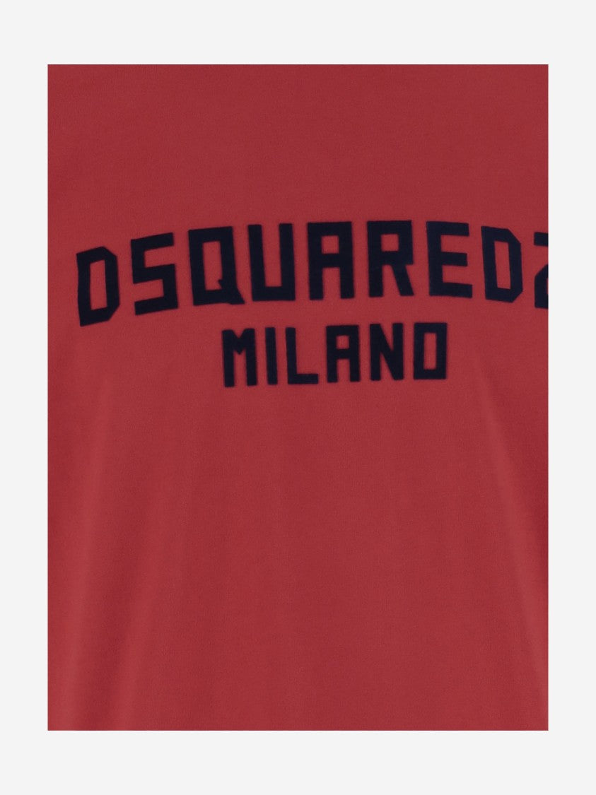 Dsquared2 Red Cotton Crew Neck T-Shirt With Bold Logo