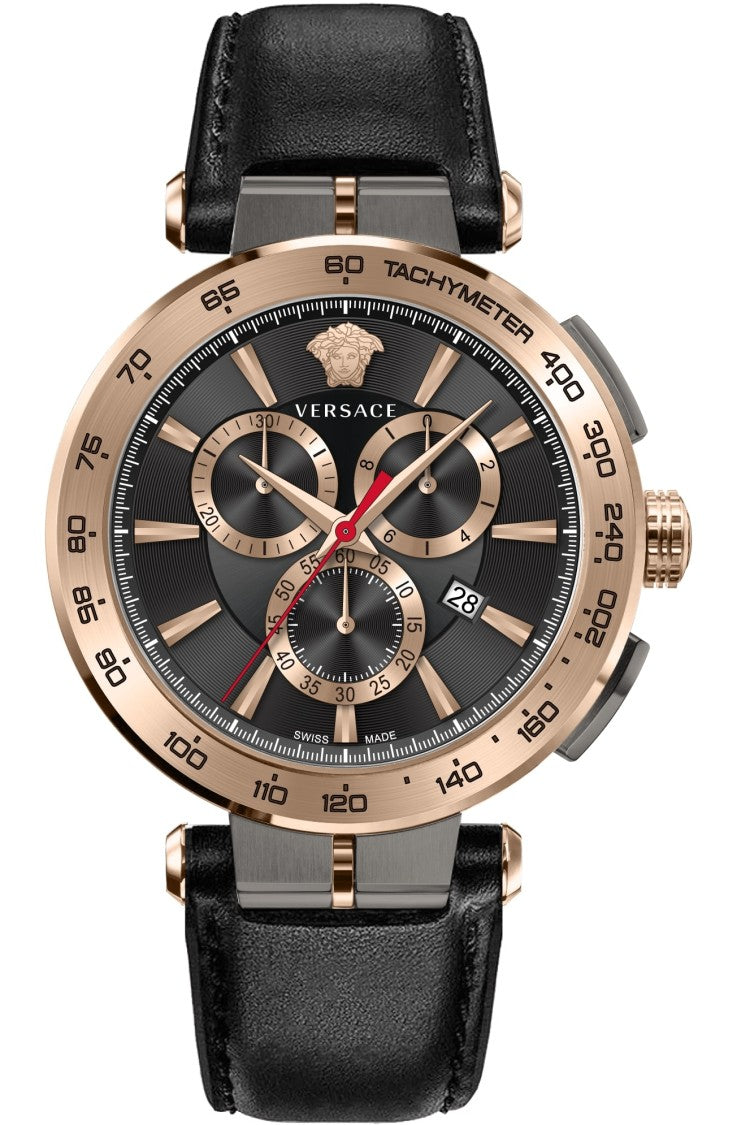 Versace Chronograph Watch Aion With Rose Gold Tone And Black Dial