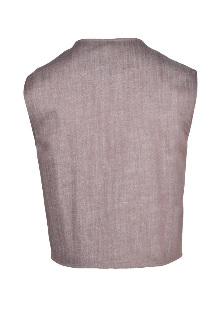A.M.Couture Brown Cotton Polyester Men's Stretch Vest