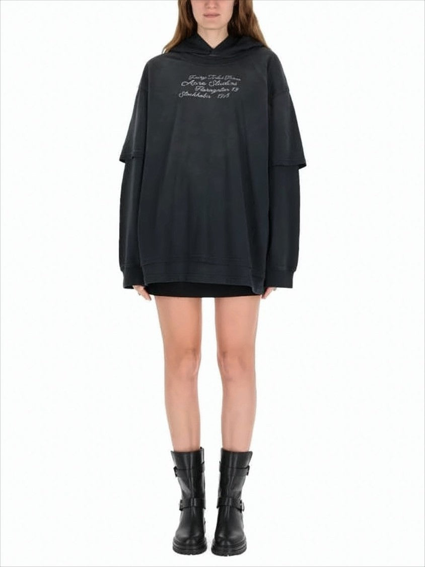 Acne Studios Layered Sleeve Black Oversized Hoodie
