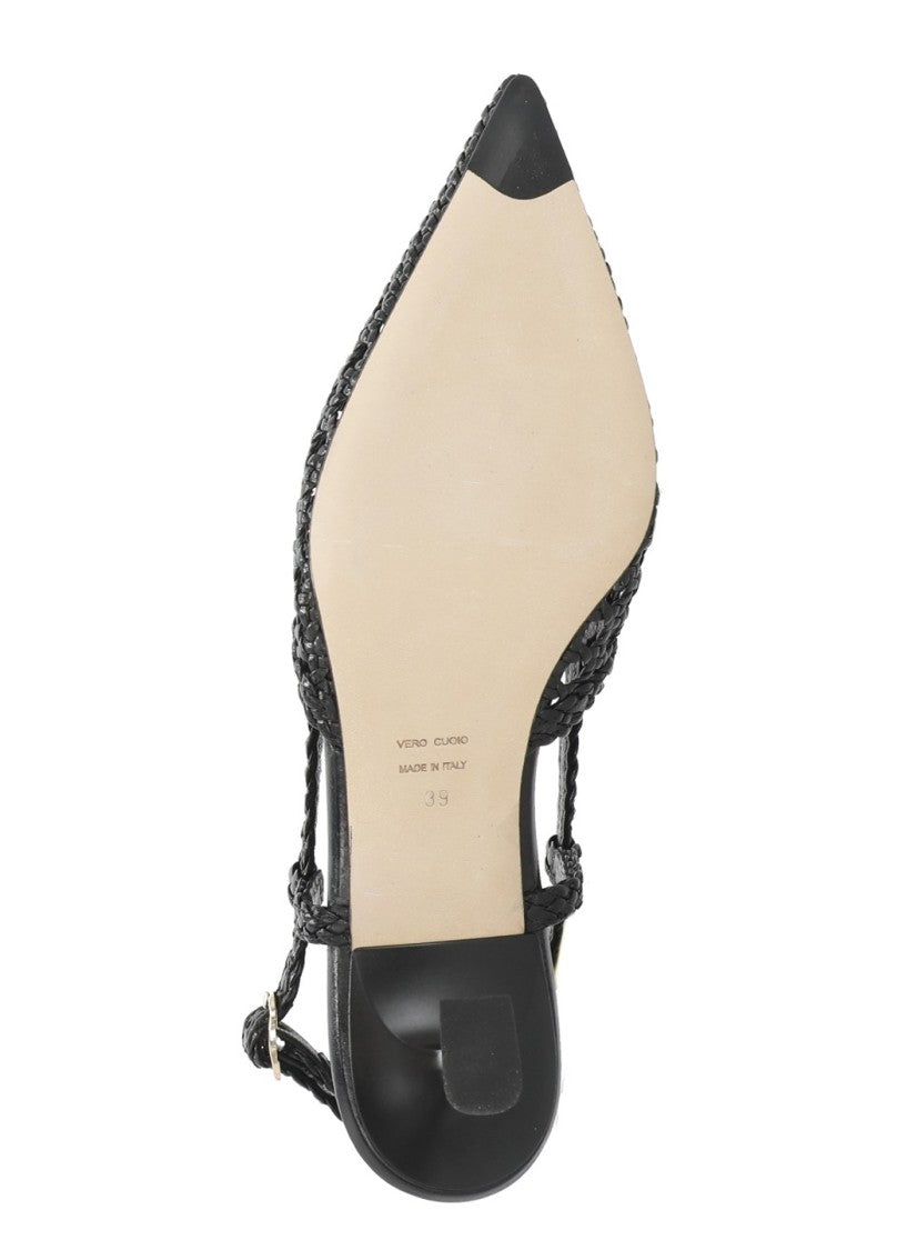 Juilie Dee Black Julie Dee Woven Leather Mules