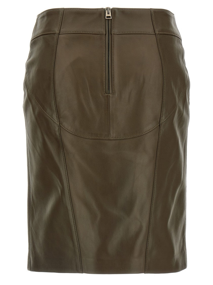 Tom Ford Nappa Midi Skirt With Detailed Stitching