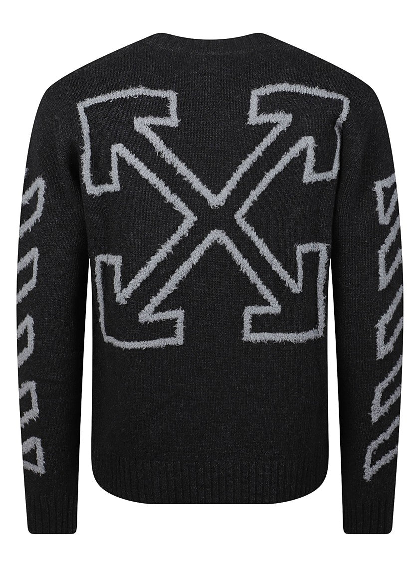 Off-White Diagonal Arrow Fuzzy Wool-Blend Sweater