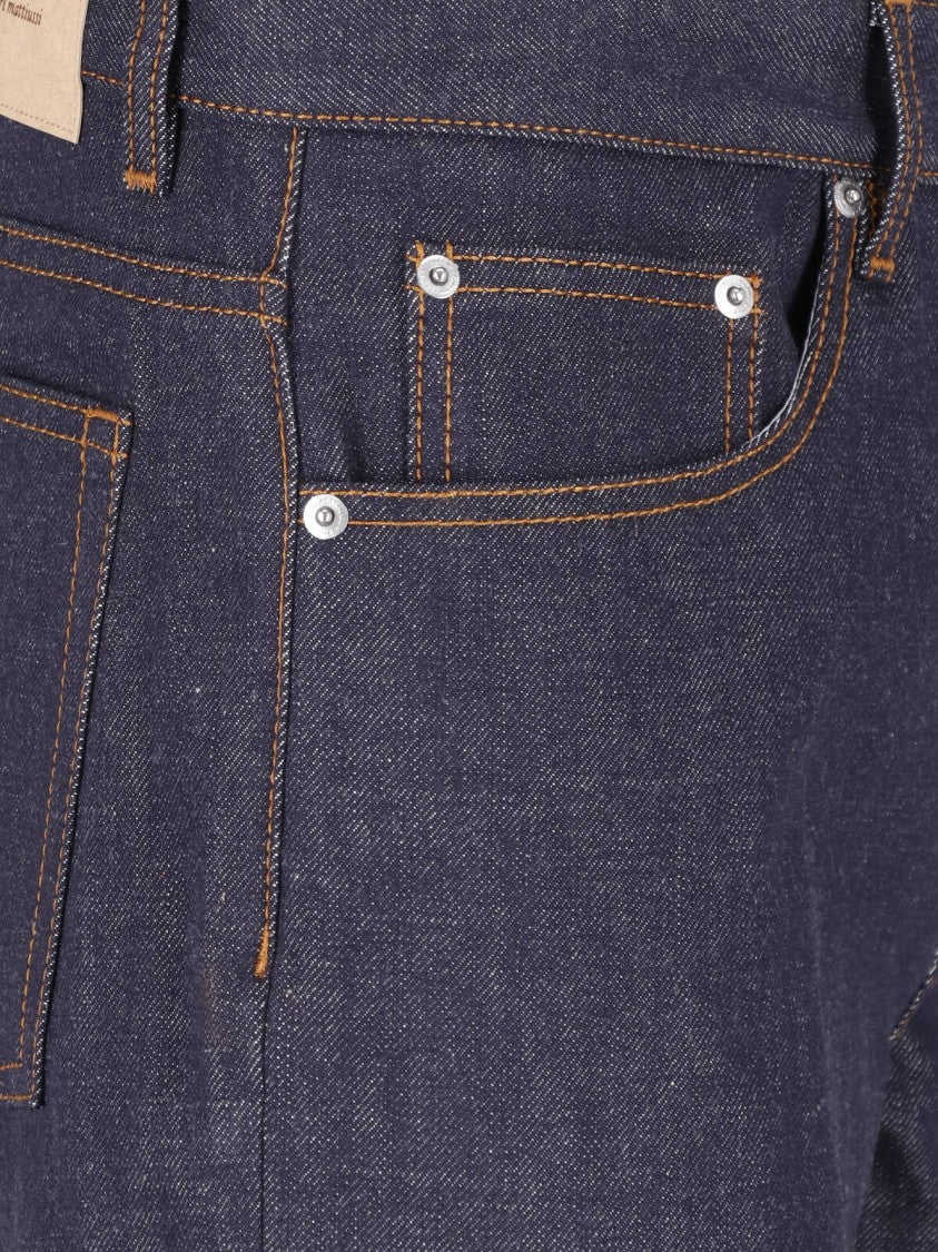 Ami Paris Contrast Stitching Straight-Leg Jeans