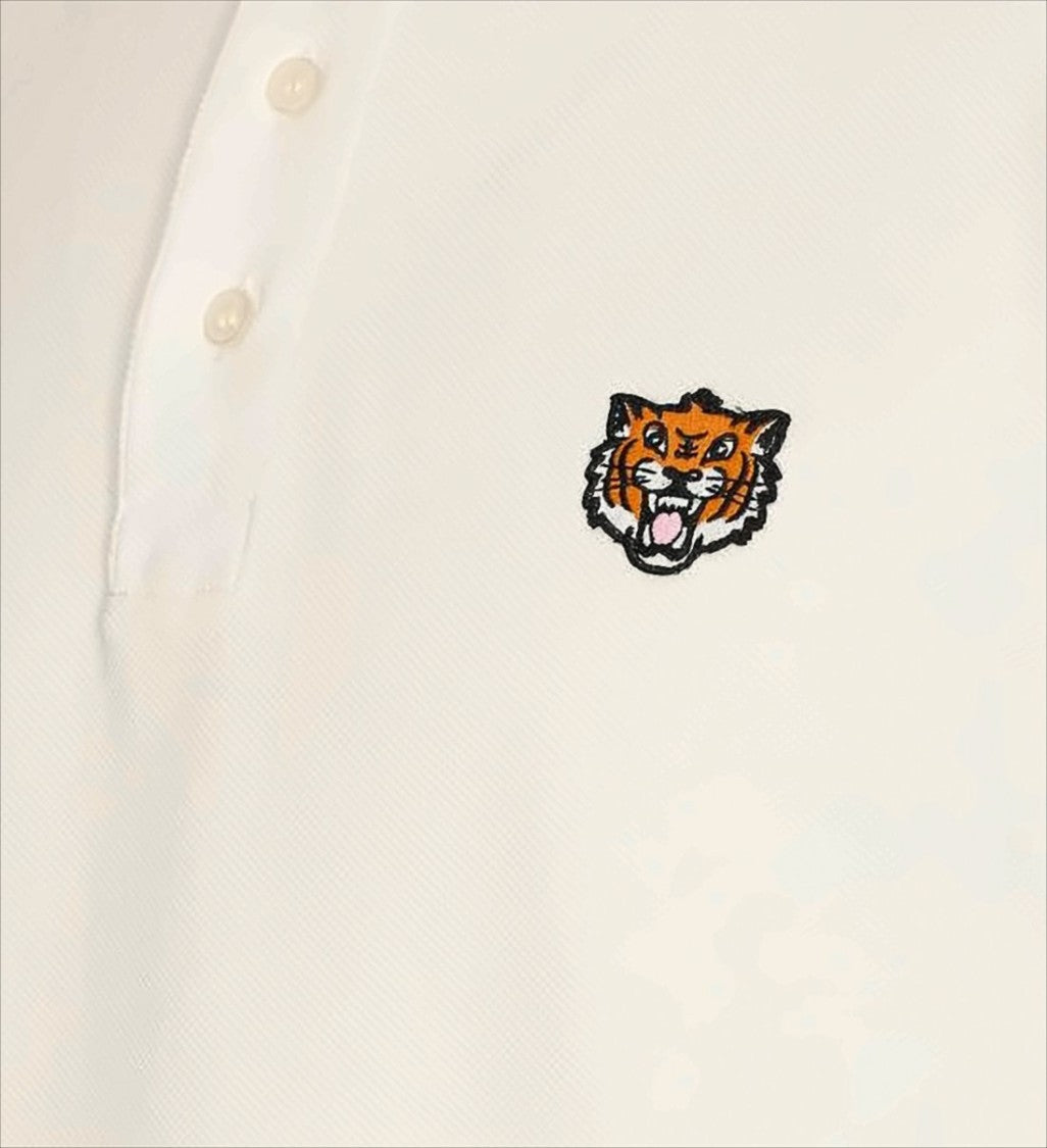Kenzo Textured Cotton Piqué Polo Shirt With Tiger Emblem