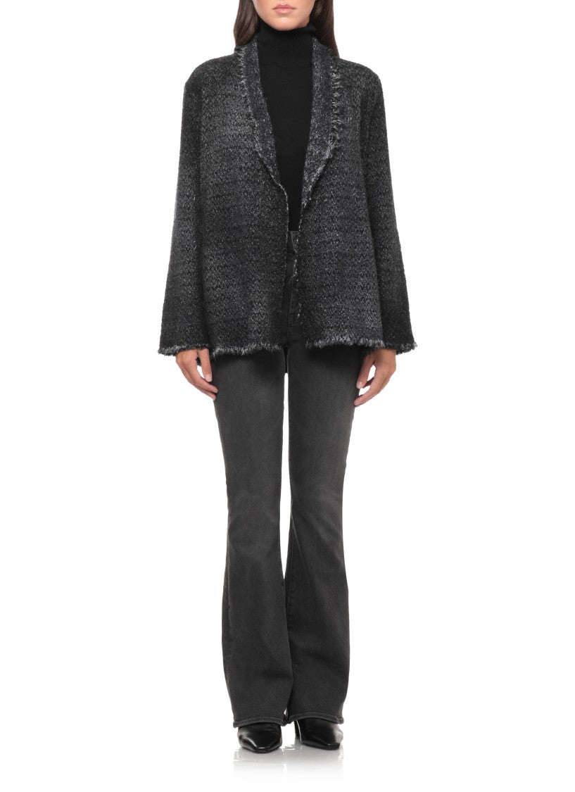 Avant Toi Textured Knit Wool Cardigan With Fringed Edges