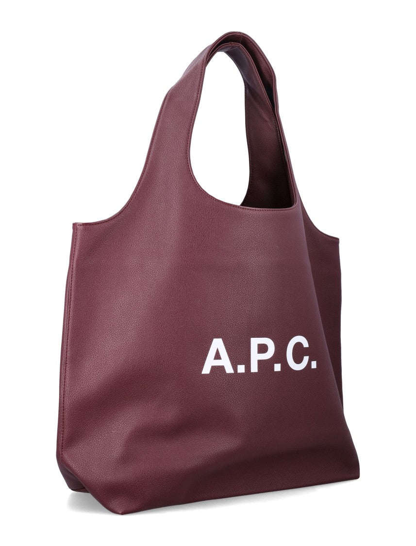 A.P.C. Ninon Structured White Logo Shopper