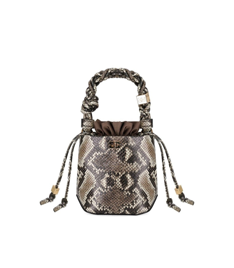 Ganni Bou Bucket Bag With Python Print